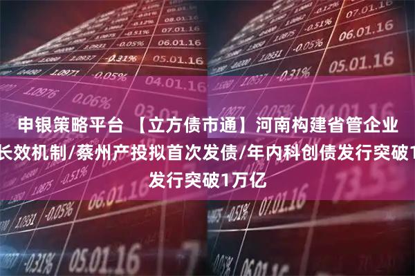 申银策略平台 【立方债市通】河南构建省管企业七项长效机制/蔡州产投拟首次发债/年内科创债发行突破1万亿